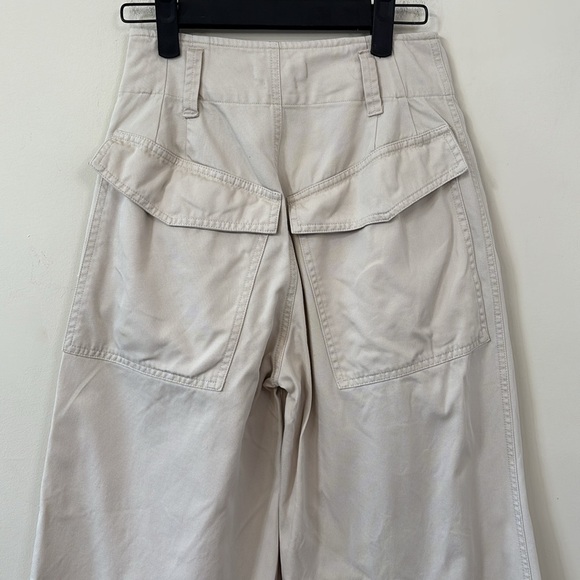 Isabel Marant Étoile Odea Cropped Wide Leg Pants Beige Size 36 - Picture 8 of 12